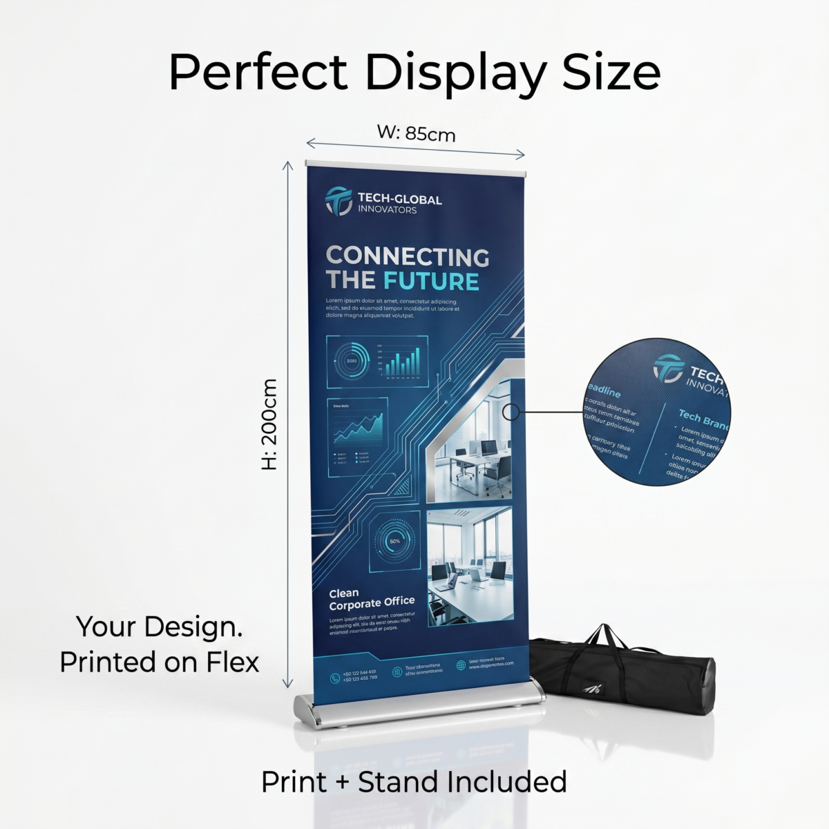 Portable roll up banner stand for exhibition