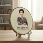 Customize UV Printing Natural Slice Wooden Round Photo Frame - Image 3