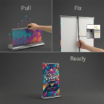 Portable aluminium standee for exhibitions