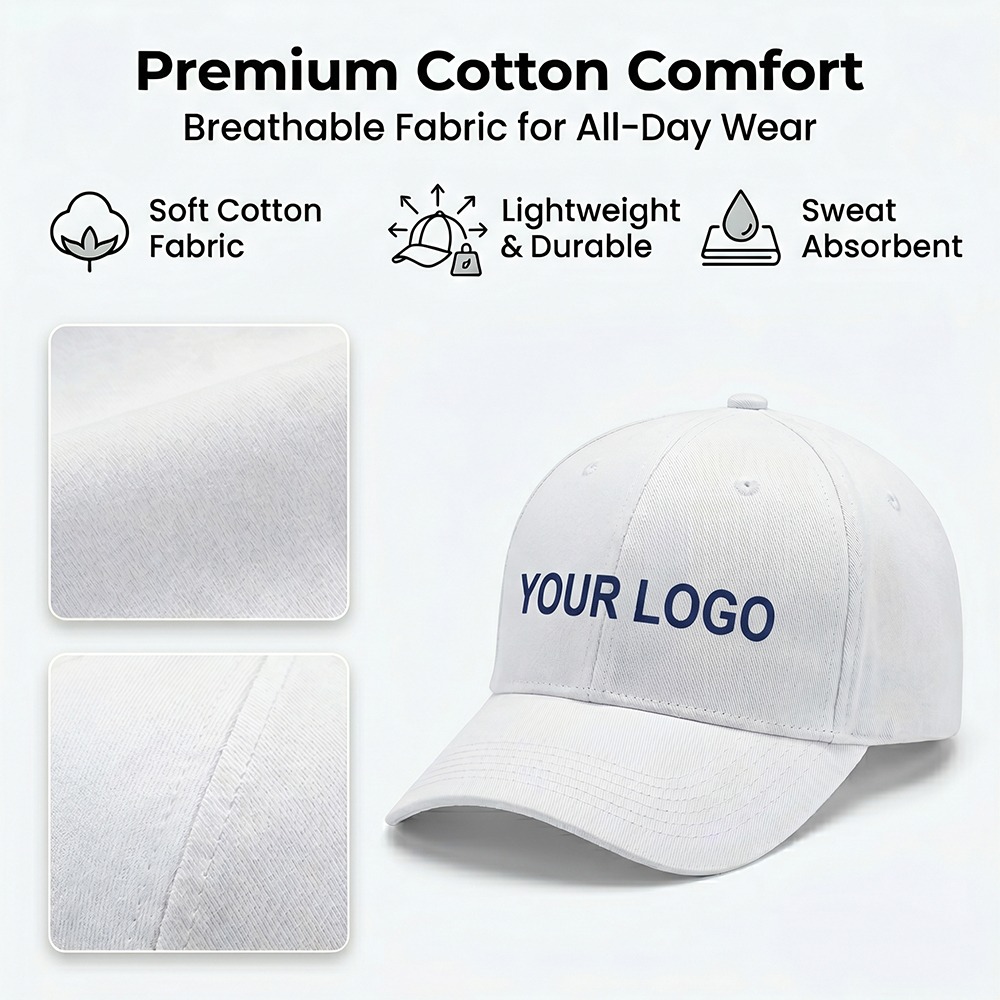Customize white cap with logo printing
